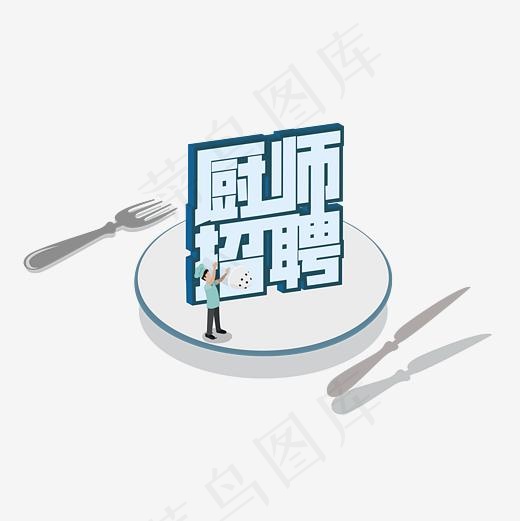 厨师招聘卡通艺术字设计