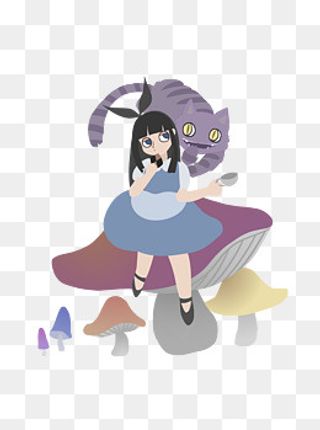 爱丽丝梦游仙境童话可爱女孩柴郡,免抠元素