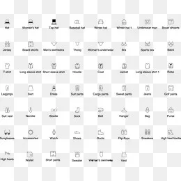 衣服饰品线型矢量图标icon,免抠元素(2914*2301px)ai矢量模版下载