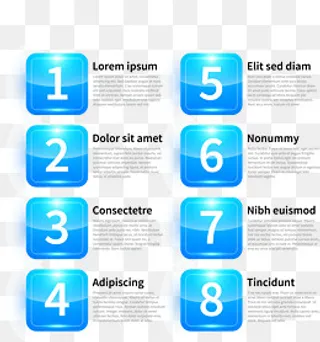 矢量手绘蓝色数字标签,免抠元素