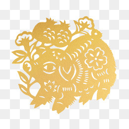 2019年喜庆金猪剪纸新年大吉元素,免抠元素