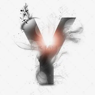 透明水墨艺术字母Y