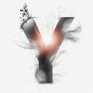 透明水墨艺术字母Y