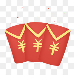年终红色卡通金钱红包,免抠元素