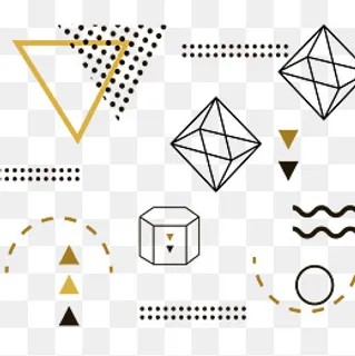 孟菲斯风格线条点线面不规则几何,免抠元素