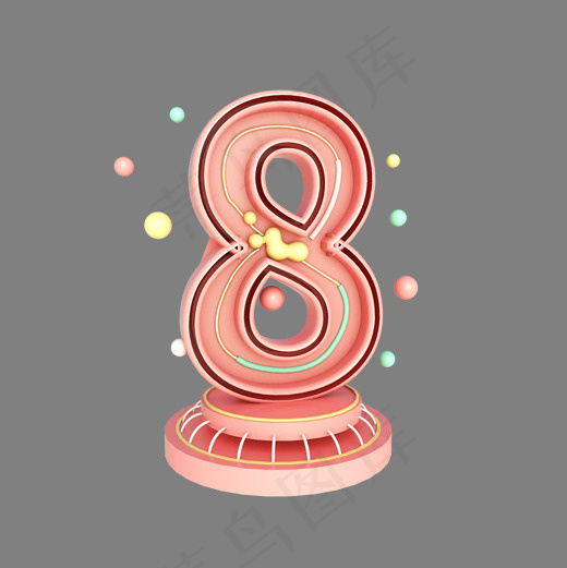电商C4D立体数字倒计时8(2000*2000px)