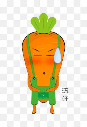 矢量卡通可爱背带裤萝卜仔流汗表,免抠元素