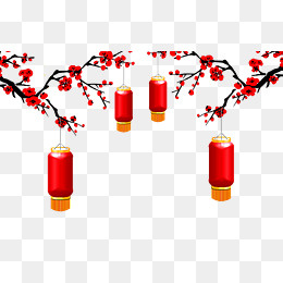 中国风红色元旦灯笼,免抠元素