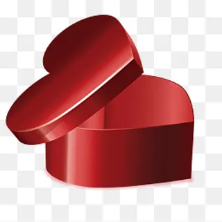 红色仿真卡通爱心礼盒免抠图