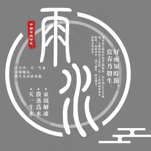 雨水节气主题艺术字下载,免抠元素艺术字(1311*1292px)psd模版下载