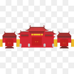 春节红色宫殿大门,免抠元素(2475*776px)