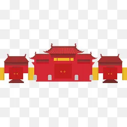 春节红色宫殿大门,免抠元素