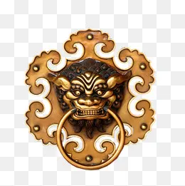 金属中国风狮子头门环,免抠元素(1500*1500px)