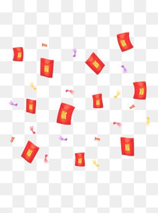 新年节日彩带红包理财漂浮元素,免抠元素