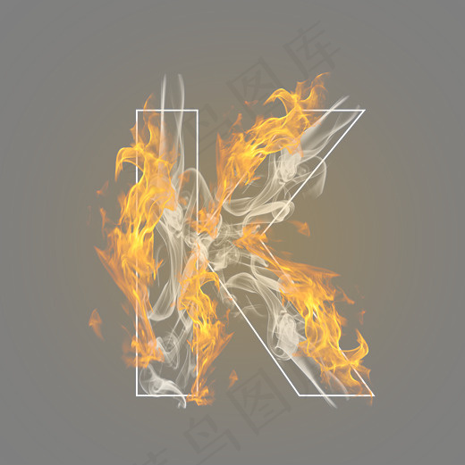 炫酷火焰烟雾光效字母K(3000*3000px)psd模版下载