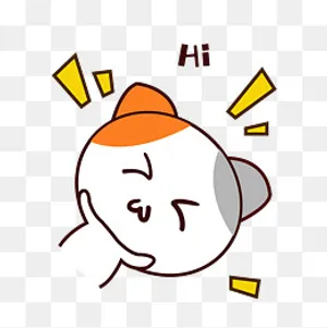 矢量手绘卡通可爱小猫hi表情包