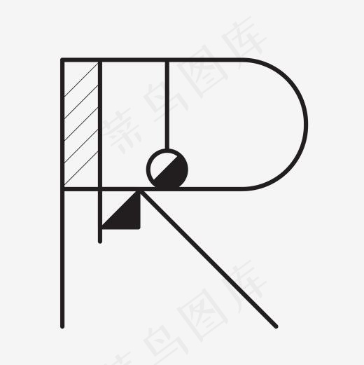 抽象几何线条英文字母R(2001*2001px)ai矢量模版下载