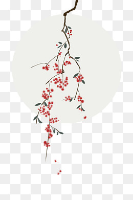 中国风花卉国画水墨古风复古,免抠元素