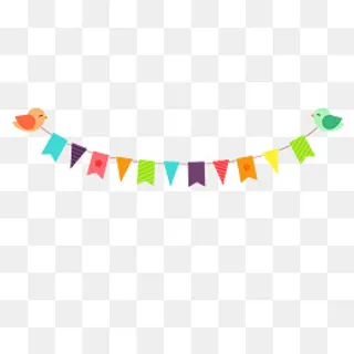 卡通手绘装饰小彩旗,免抠元素