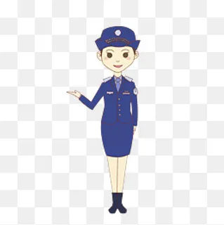 手绘女性警察形象,免抠元素