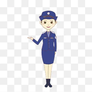 手绘女性警察形象,免抠元素