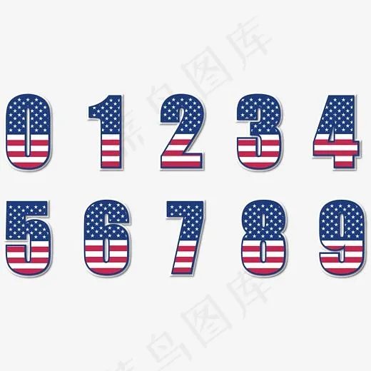 美国国旗3D立体创意艺术字母,免抠元素艺术字(2480*2480px)ai矢量模版下载