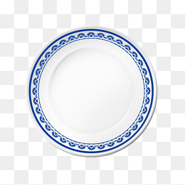 盘子实物白色瓷盘食物盘青花瓷系