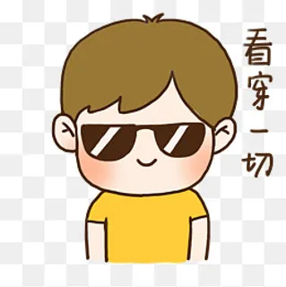 手绘可爱眼镜男孩看穿一切表情元,免抠元素