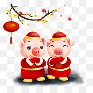 手绘卡爱拜年小猪,免抠元素