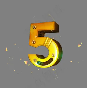 通用3D立体大气金色立体数字5,免抠元素艺术字