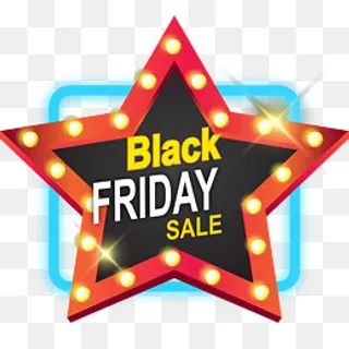 五角星黑色霓虹灯灯牌,免抠元素