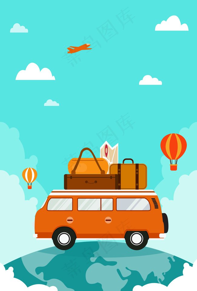 五一劳动节开车出门旅游卡通简约背景背景图片素材,背景元素