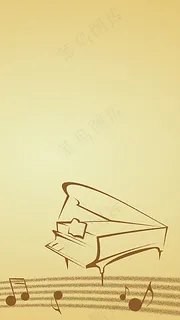 音乐金色手绘钢琴音符背景素材背景图片素材