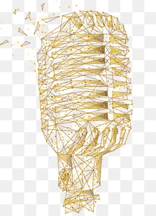 矢量金色网格麦克风,免抠元素