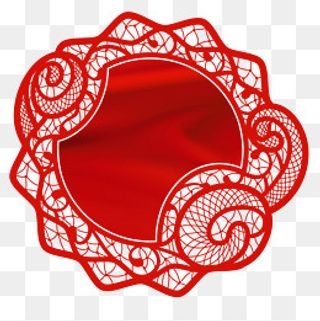 国庆中国风大红剪纸红色幕布矢量,免抠元素