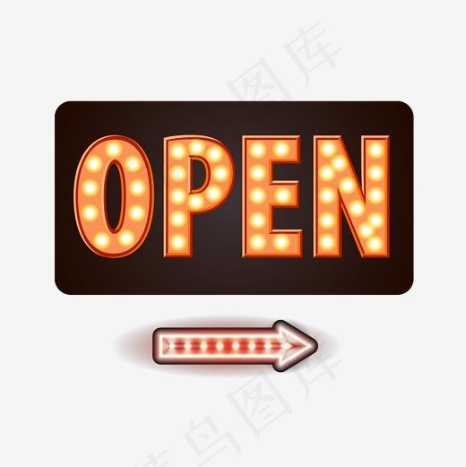 霓虹灯效果OPEN开业字母(2001*2001px)ai矢量模版下载