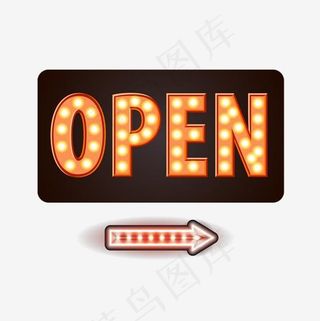 霓虹灯效果OPEN开业字母
