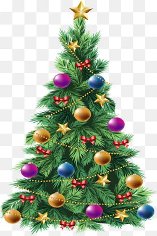 彩色圣诞球挂饰圣诞树,免抠元素