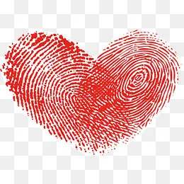 红色清新爱心指纹效果元素,免抠元素(3372*2498px)