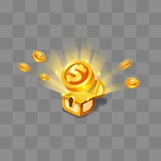 宝藏金色Q版游戏道具质感金币宝,免抠元素