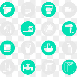 简约圆形卫浴用品图标,免抠元素