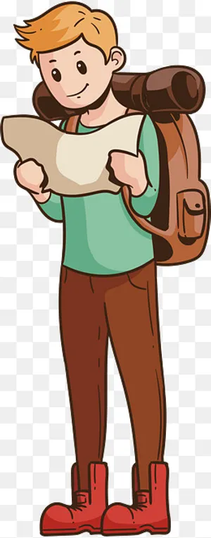 手绘旅游中人物男背包客矢量素材,免抠元素