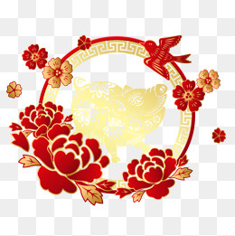 猪年金猪海报华丽创意设计元素