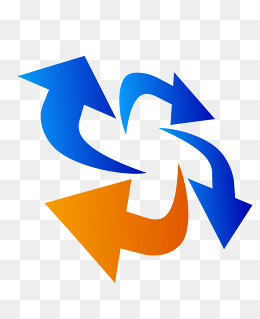 矢量双色循环箭头PNG图片,免抠元素