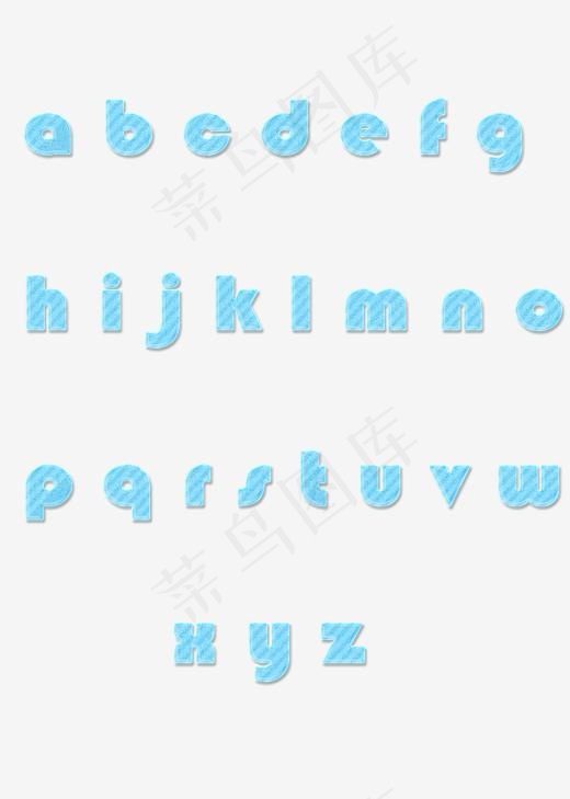 菜鸟图库蓝色清凉玻璃英文字母(2000*2800px)psd模版下载