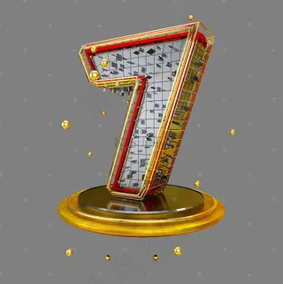 3D立体几何黑金质感周年庆倒计时数字7