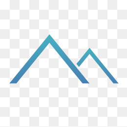 创意蓝色简笔画山脉图