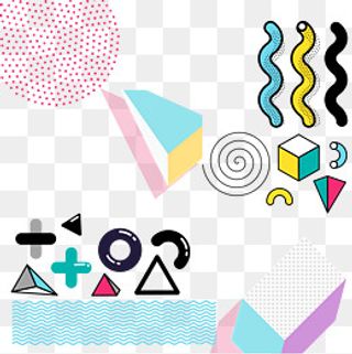 孟菲斯风格时尚潮流几何点线面背,免抠元素