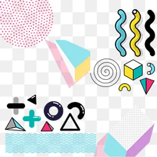 孟菲斯风格时尚潮流几何点线面背,免抠元素