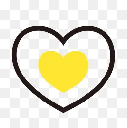 黄色手绘心形卡通图标,免抠元素(1500*1500px)eps,ai矢量模版下载
